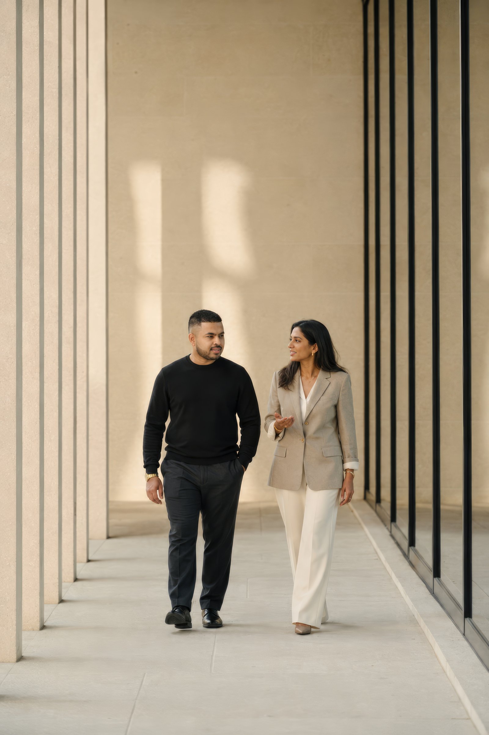 V'dura Jay walking with a client
